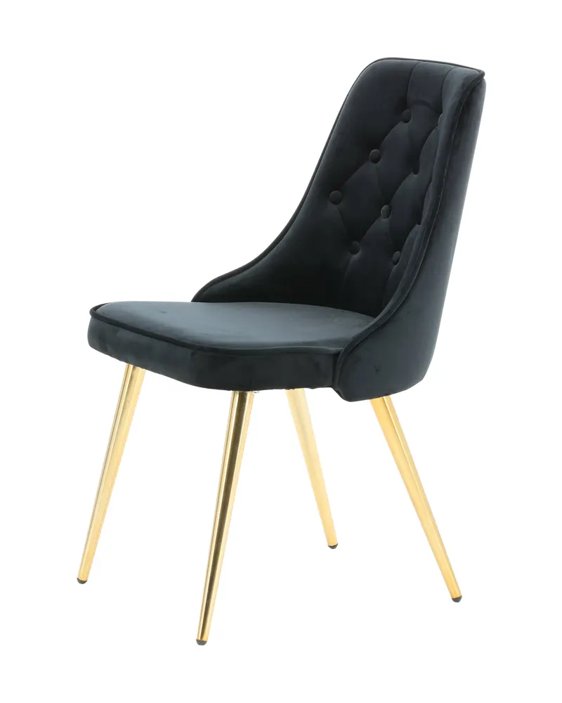 Velvet Deluxe Esszimmerstühle im 2er-Set in Schwarz, Gestell Gold, Polyester-Samt, Ansicht 4