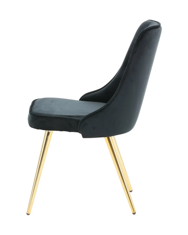 Velvet Deluxe Esszimmerstühle im 2er-Set in Schwarz, Gestell Gold, Polyester-Samt, Ansicht 5