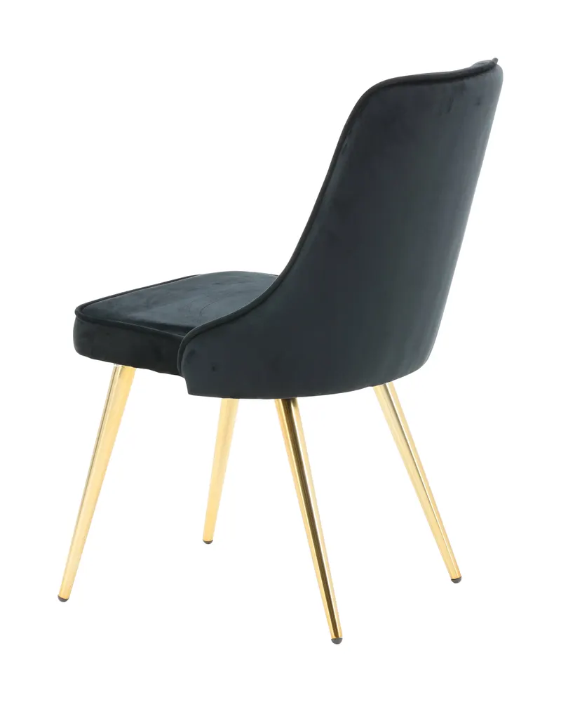 Velvet Deluxe Esszimmerstühle im 2er-Set in Schwarz, Gestell Gold, Polyester-Samt, Ansicht 6