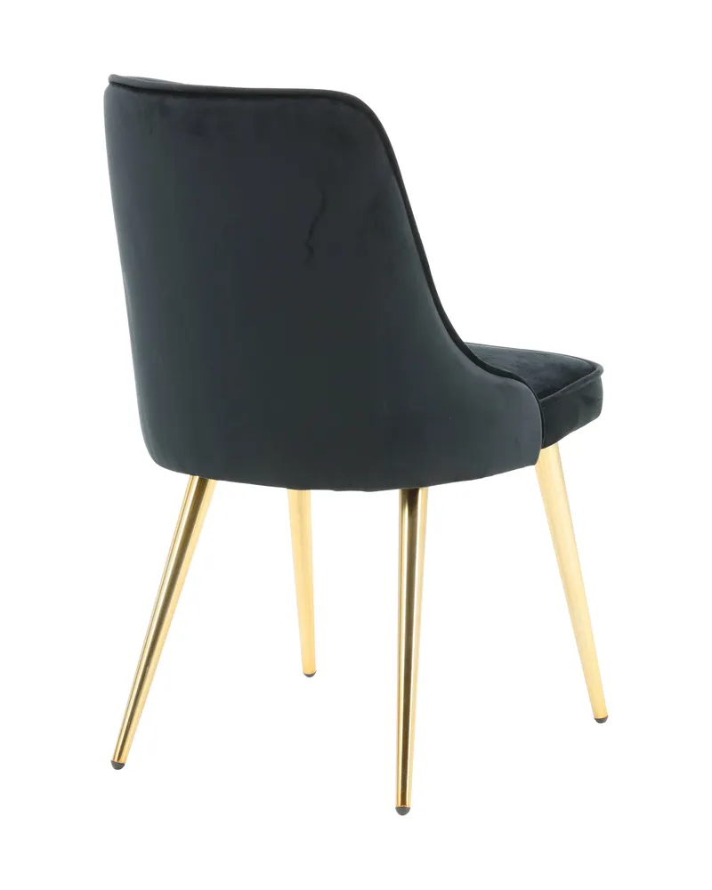 Velvet Deluxe Esszimmerstühle im 2er-Set in Schwarz, Gestell Gold, Polyester-Samt, Ansicht 9