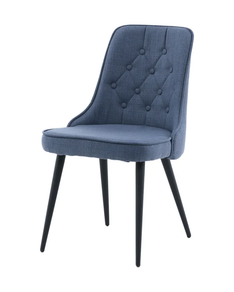 Velvet Deluxe Esszimmerstühle im 2er-Set in Blau, Gestell Schwarz, Polyester, Ansicht 2