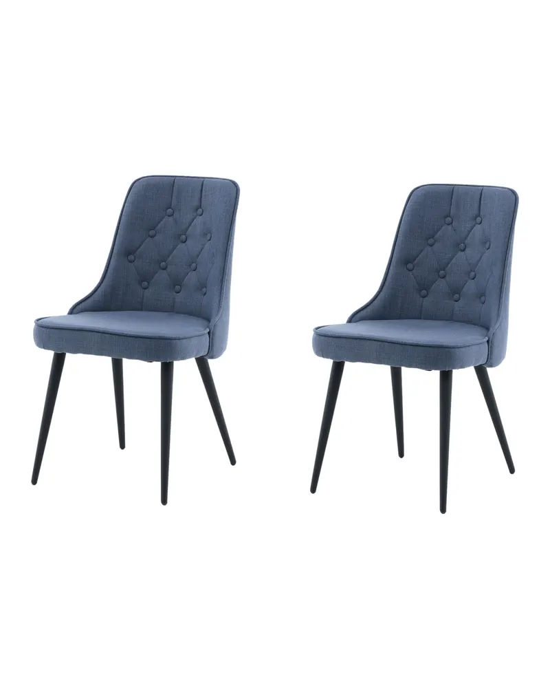 Velvet Deluxe Esszimmerstühle im 2er-Set in Blau, Gestell Schwarz, Polyester, Ansicht 3