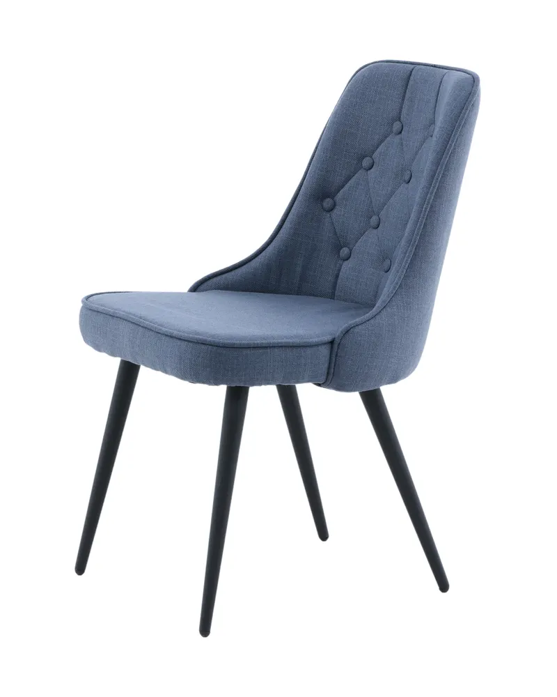 Velvet Deluxe Esszimmerstühle im 2er-Set in Blau, Gestell Schwarz, Polyester, Ansicht 4