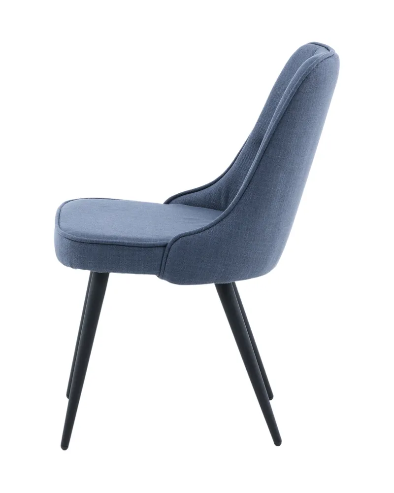 Velvet Deluxe Esszimmerstühle im 2er-Set in Blau, Gestell Schwarz, Polyester, Ansicht 5