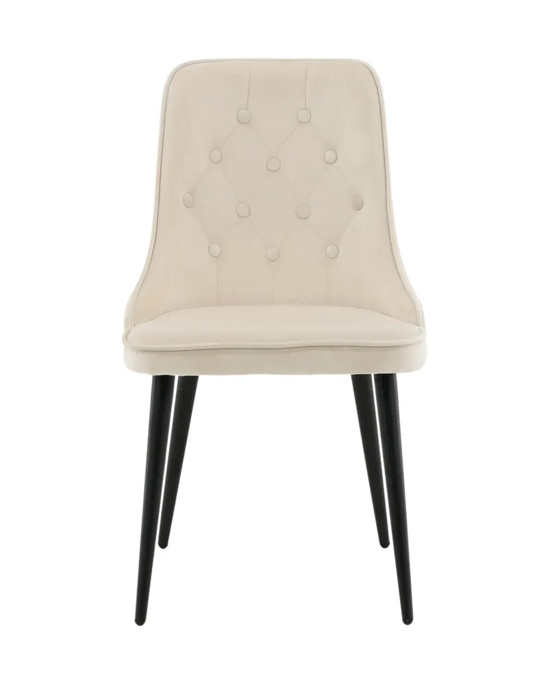 Velvet Deluxe Esszimmerstühle im 2er-Set in Beige, Gestell Schwarz, Polyester-Samt, Ansicht 1