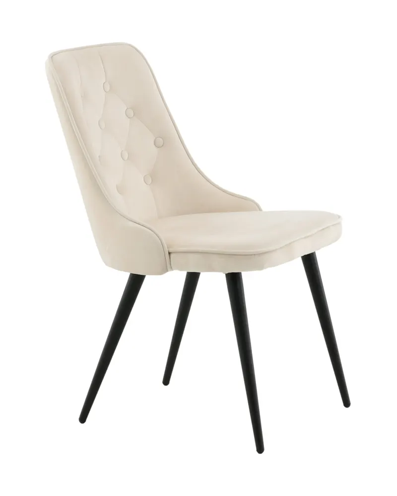 Velvet Deluxe Esszimmerstühle im 2er-Set in Beige, Gestell Schwarz, Polyester-Samt, Ansicht 12