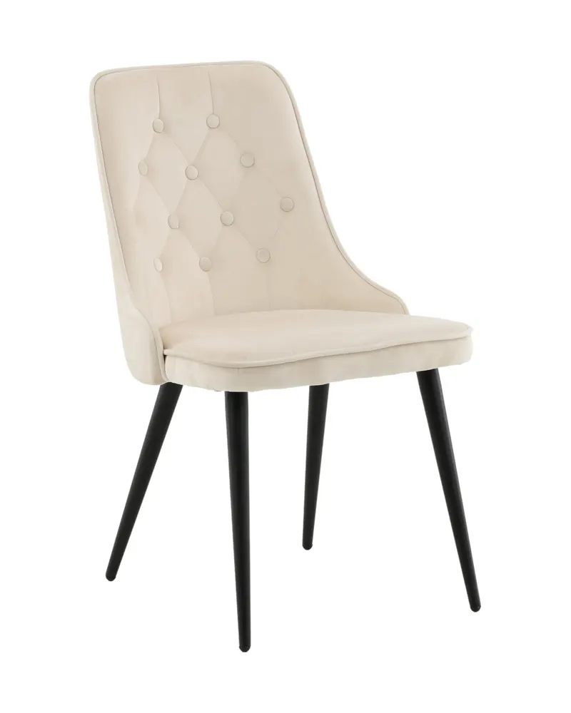 Velvet Deluxe Esszimmerstühle im 2er-Set in Beige, Gestell Schwarz, Polyester-Samt, Ansicht 13