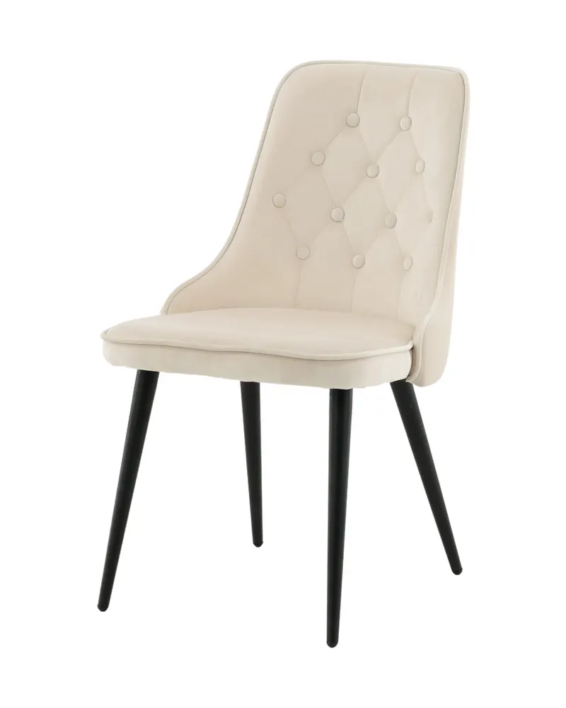 Velvet Deluxe Esszimmerstühle im 2er-Set in Beige, Gestell Schwarz, Polyester-Samt, Ansicht 2