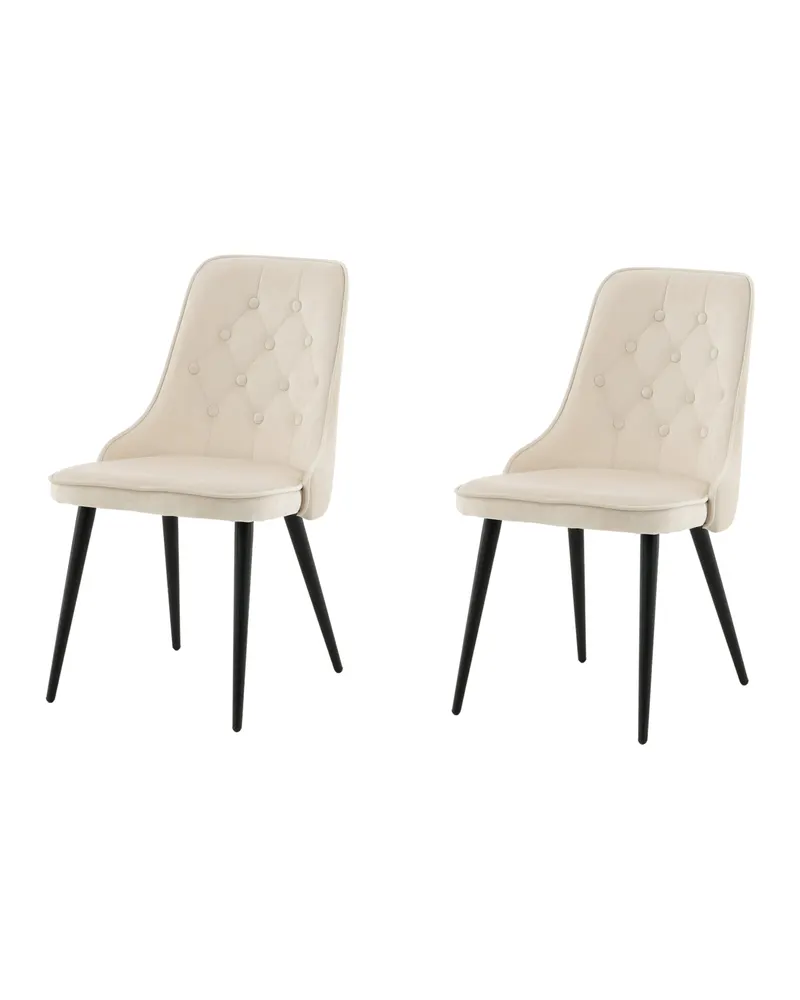 Velvet Deluxe Esszimmerstühle im 2er-Set in Beige, Gestell Schwarz, Polyester-Samt, Ansicht 3