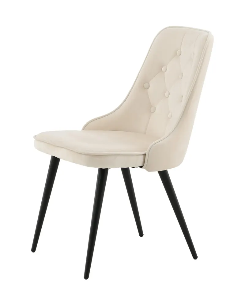 Velvet Deluxe Esszimmerstühle im 2er-Set in Beige, Gestell Schwarz, Polyester-Samt, Ansicht 4
