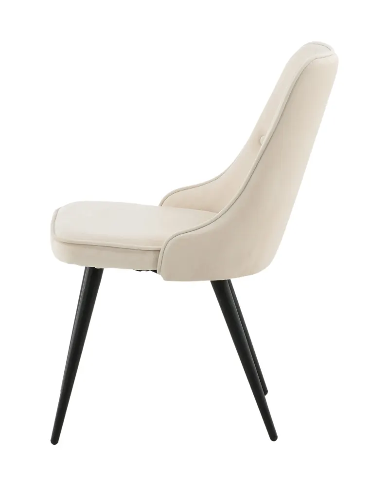 Velvet Deluxe Esszimmerstühle im 2er-Set in Beige, Gestell Schwarz, Polyester-Samt, Ansicht 5