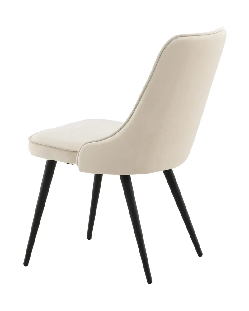Velvet Deluxe Esszimmerstühle im 2er-Set in Beige, Gestell Schwarz, Polyester-Samt, Ansicht 6