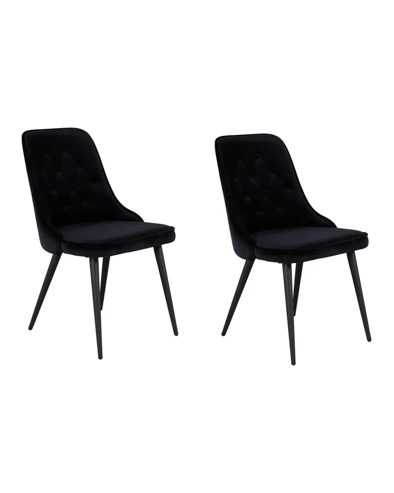 Velvet Deluxe Esszimmerstühle im 2er-Set, Hellgrau, Gestell Schwarz