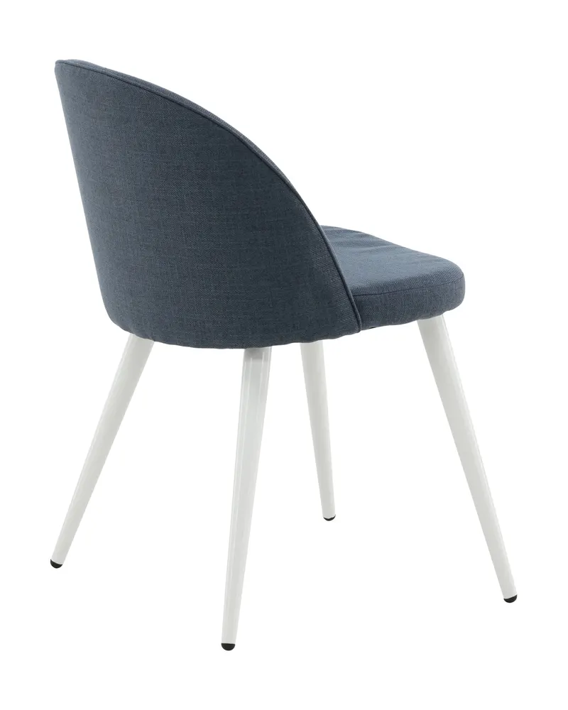 Velvet gepolsterte Esszimmerstühle im 2er-Set in Blau, Gestell Weiß, Polyester, Ansicht 10