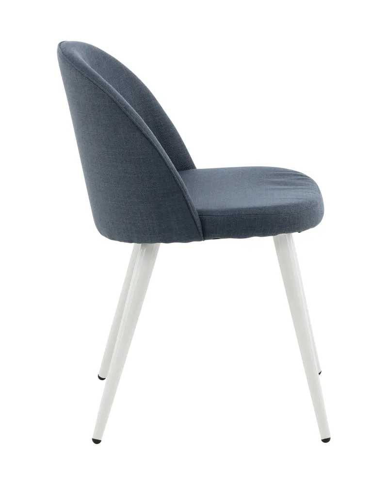 Velvet gepolsterte Esszimmerstühle im 2er-Set in Blau, Gestell Weiß, Polyester, Ansicht 11