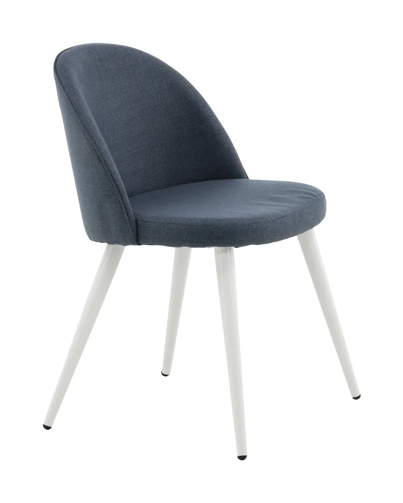 Velvet gepolsterte Esszimmerstühle im 2er-Set in Blau, Gestell Weiß, Polyester, Ansicht 12
