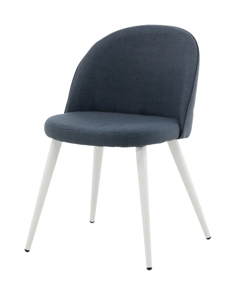 Velvet gepolsterte Esszimmerstühle im 2er-Set in Blau, Gestell Weiß, Polyester, Ansicht 2