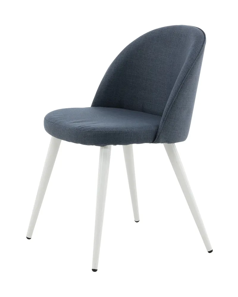 Velvet gepolsterte Esszimmerstühle im 2er-Set in Blau, Gestell Weiß, Polyester, Ansicht 4