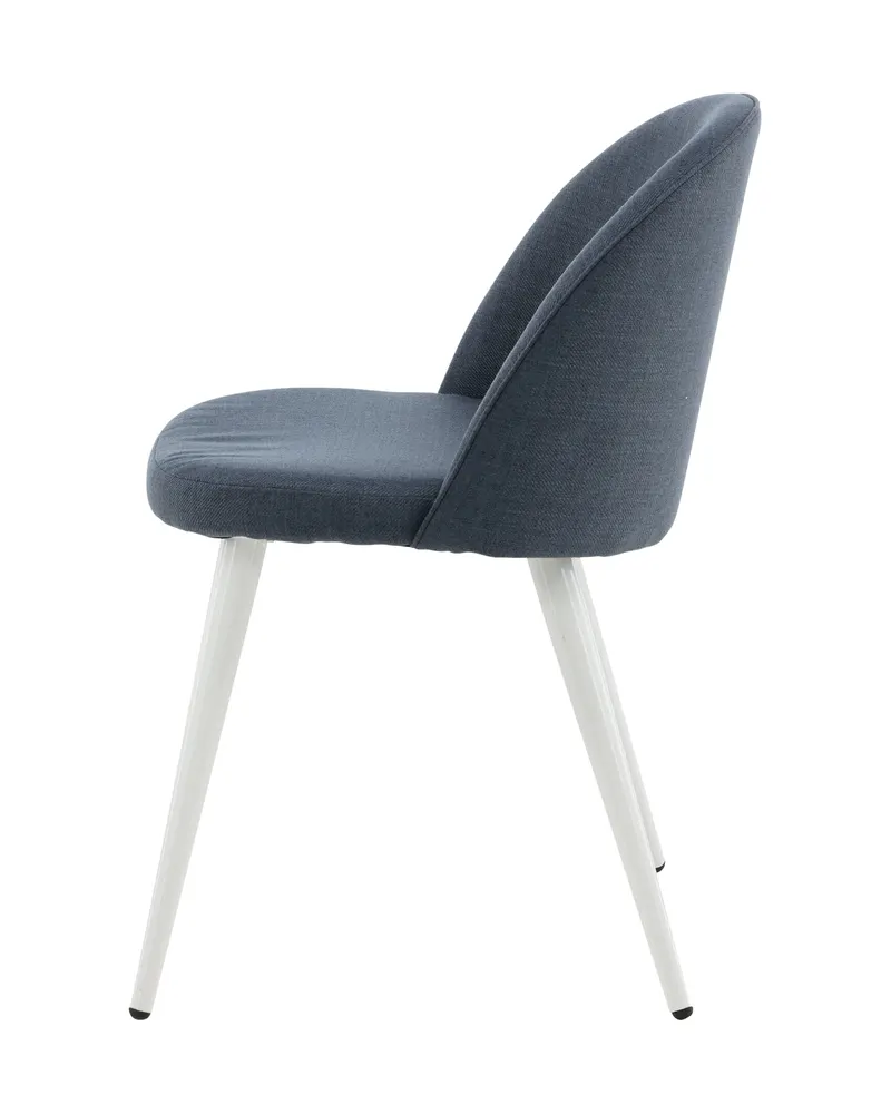 Velvet gepolsterte Esszimmerstühle im 2er-Set in Blau, Gestell Weiß, Polyester, Ansicht 5