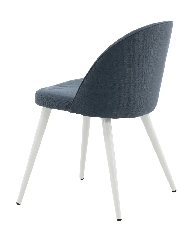 Velvet gepolsterte Esszimmerstühle im 2er-Set in Blau, Gestell Weiß, Polyester, Ansicht 6