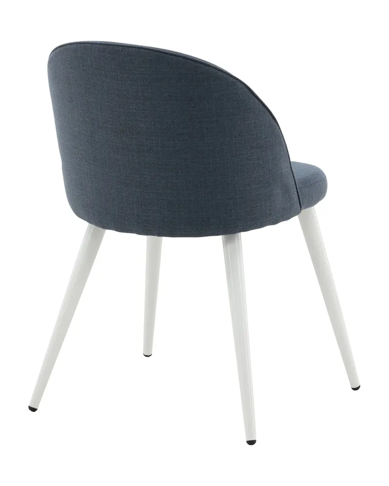 Velvet gepolsterte Esszimmerstühle im 2er-Set in Blau, Gestell Weiß, Polyester, Ansicht 9