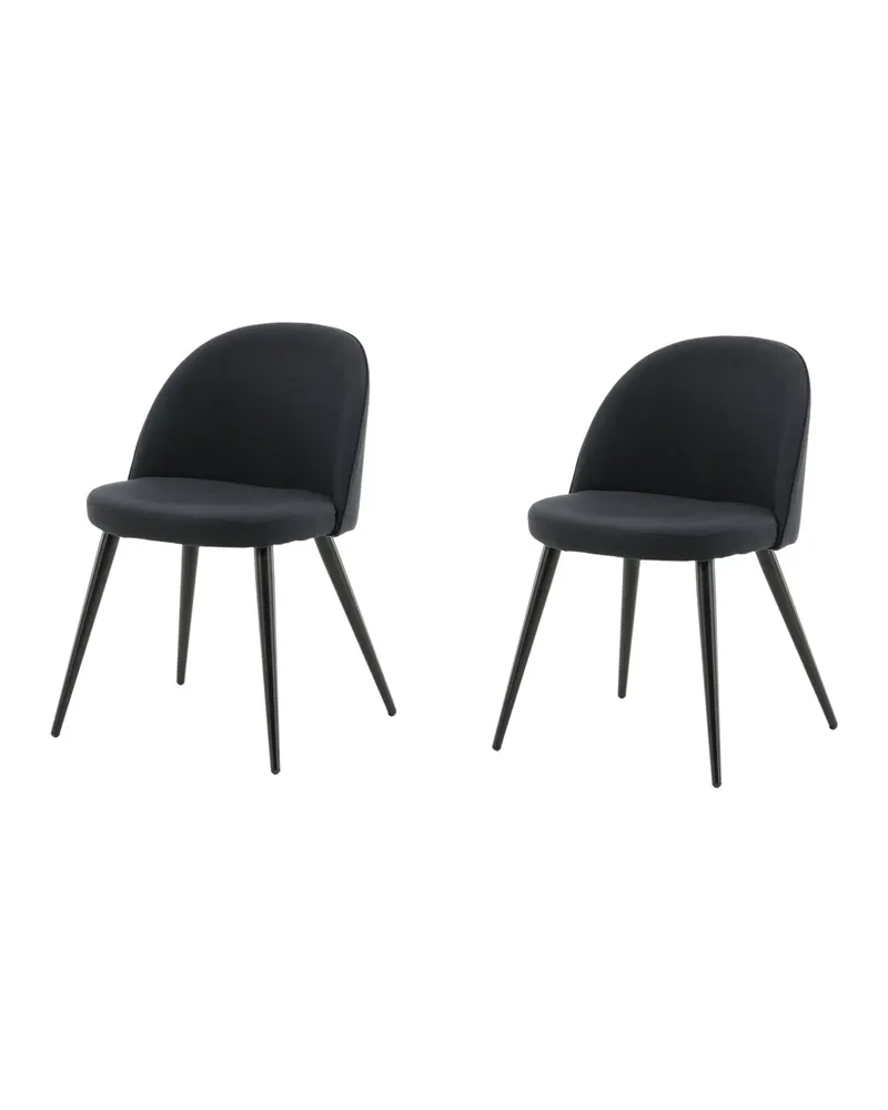 Velvet gepolsterte Esszimmerstühle im 2er-Set in Schwarz, Polyester, Ansicht 3