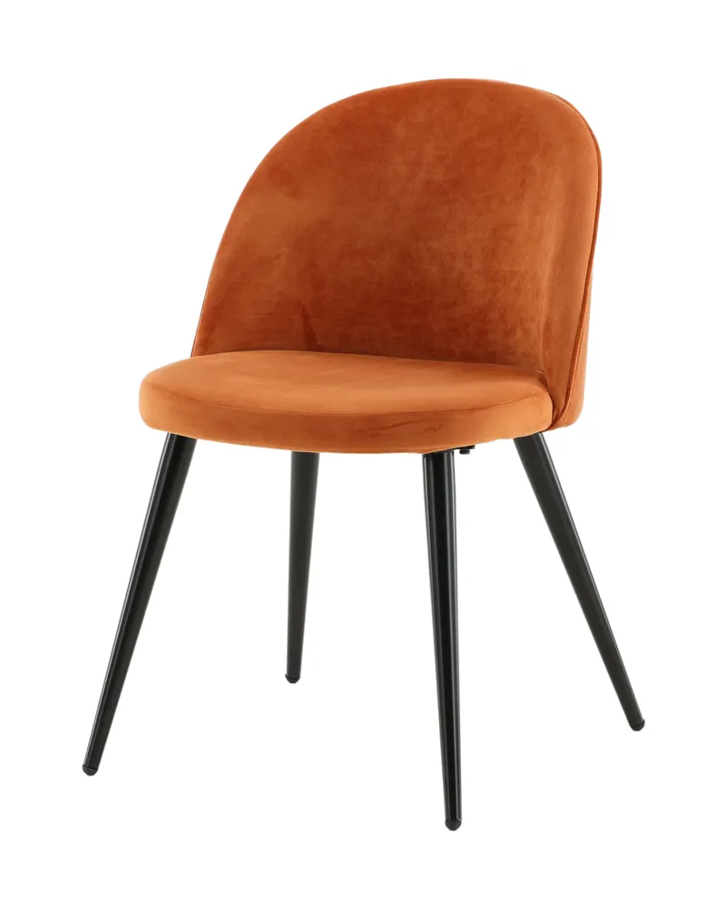Velvet gepolsterte Esszimmerstühle im 2er-Set in Rostorange, Gestell Schwarz, Polyester-Samt, Ansicht 8