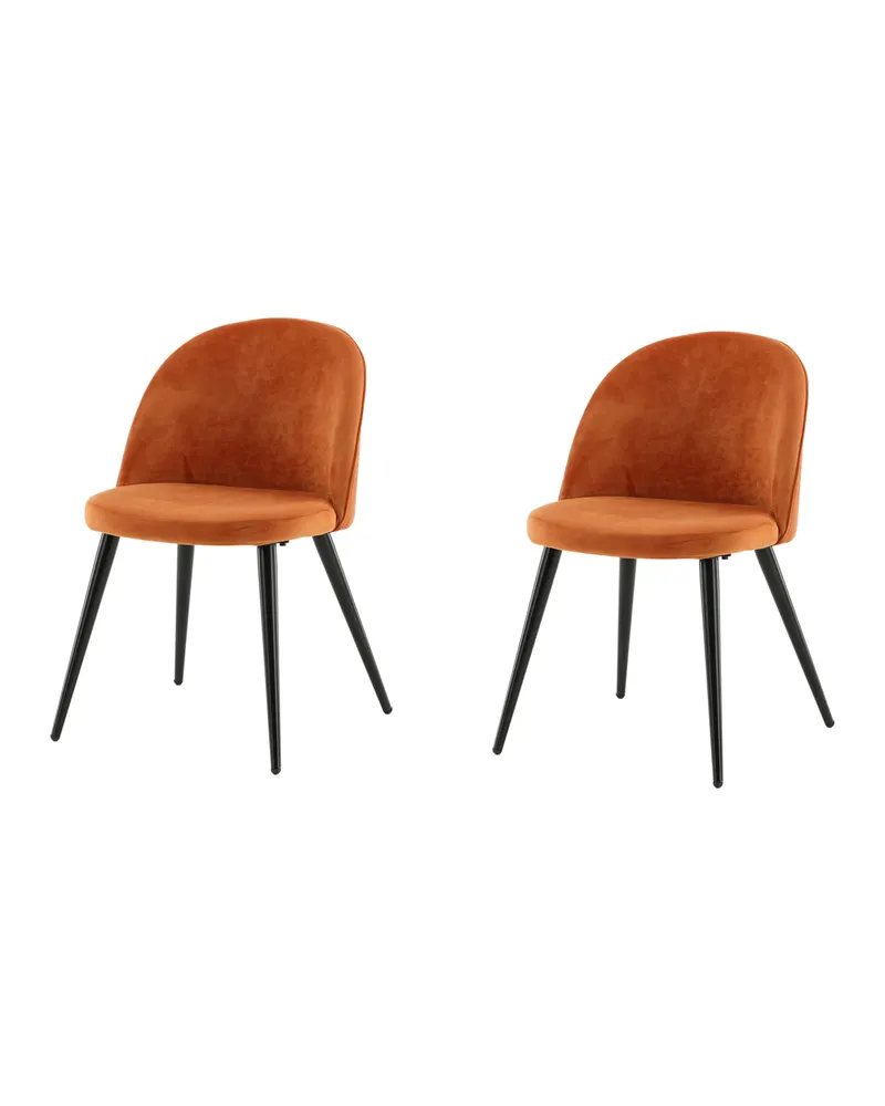 Velvet gepolsterte Esszimmerstühle im 2er-Set in Rostorange, Gestell Schwarz, Polyester-Samt, Ansicht 9