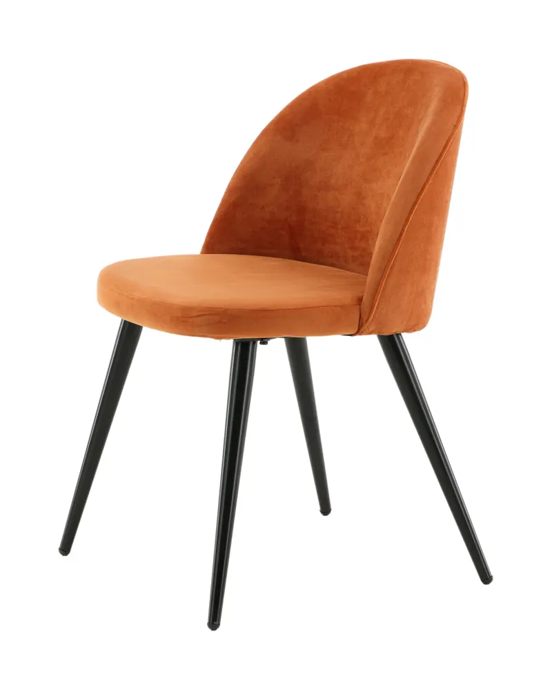 Velvet gepolsterte Esszimmerstühle im 2er-Set in Rostorange, Gestell Schwarz, Polyester-Samt, Ansicht 10