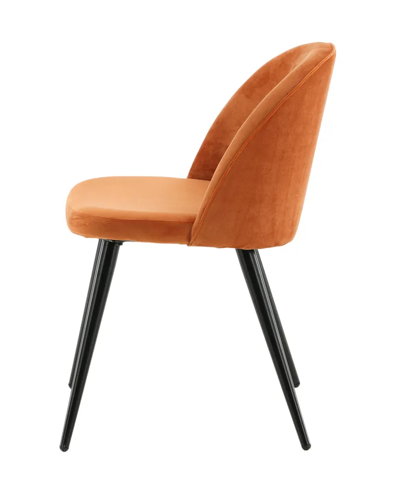 Velvet gepolsterte Esszimmerstühle im 2er-Set in Rostorange, Gestell Schwarz, Polyester-Samt, Ansicht 11