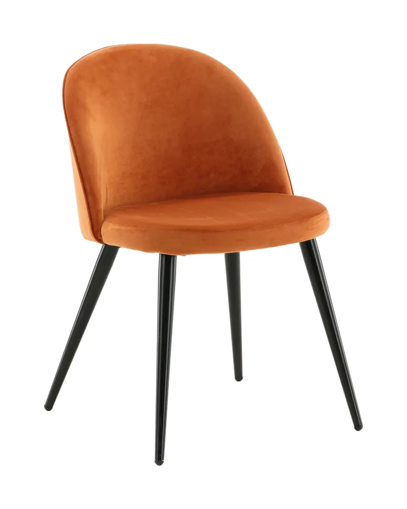 Velvet gepolsterte Esszimmerstühle im 2er-Set in Rostorange, Gestell Schwarz, Polyester-Samt, Ansicht 2