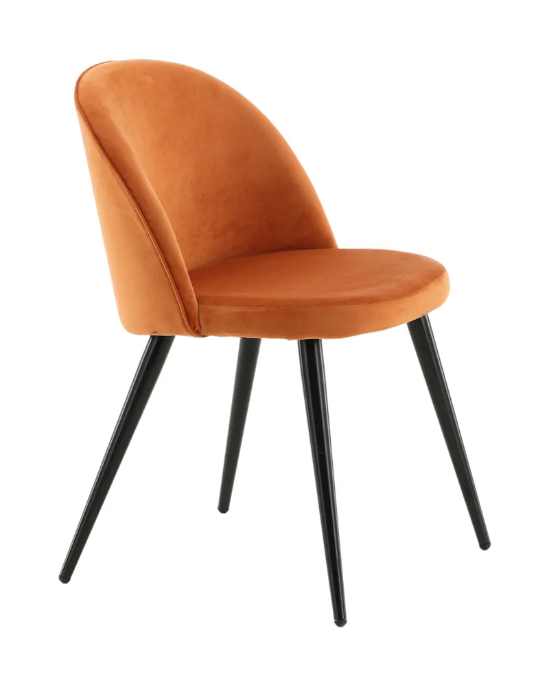Velvet gepolsterte Esszimmerstühle im 2er-Set in Rostorange, Gestell Schwarz, Polyester-Samt, Ansicht 3