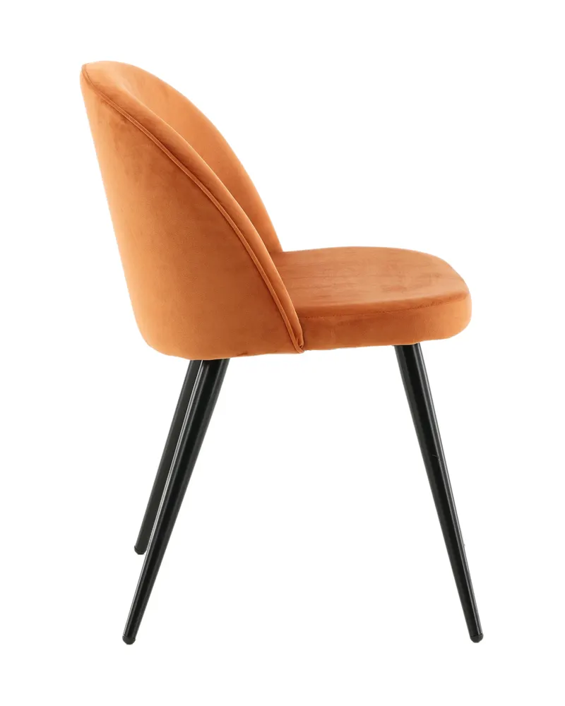 Velvet gepolsterte Esszimmerstühle im 2er-Set in Rostorange, Gestell Schwarz, Polyester-Samt, Ansicht 4