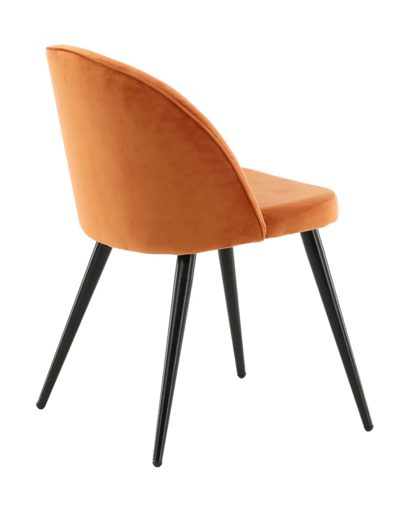 Velvet gepolsterte Esszimmerstühle im 2er-Set in Rostorange, Gestell Schwarz, Polyester-Samt, Ansicht 5