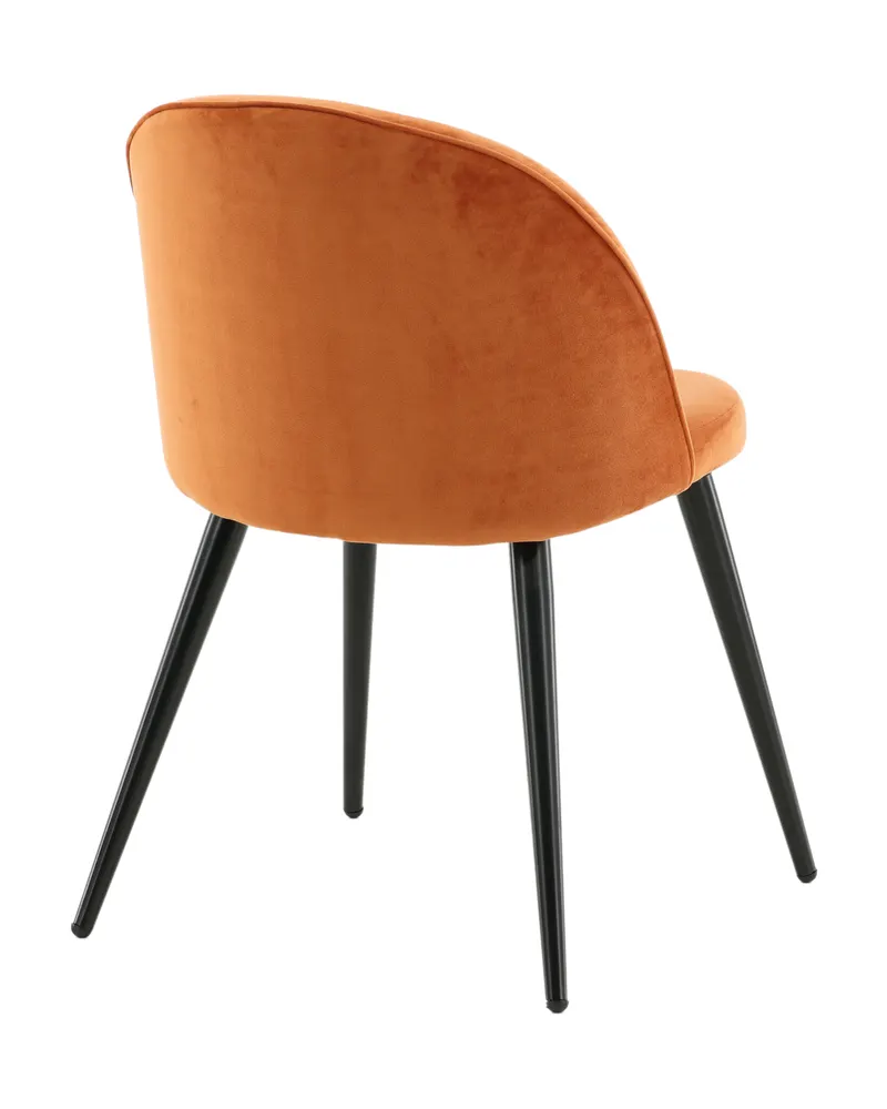 Velvet gepolsterte Esszimmerstühle im 2er-Set in Rostorange, Gestell Schwarz, Polyester-Samt, Ansicht 6