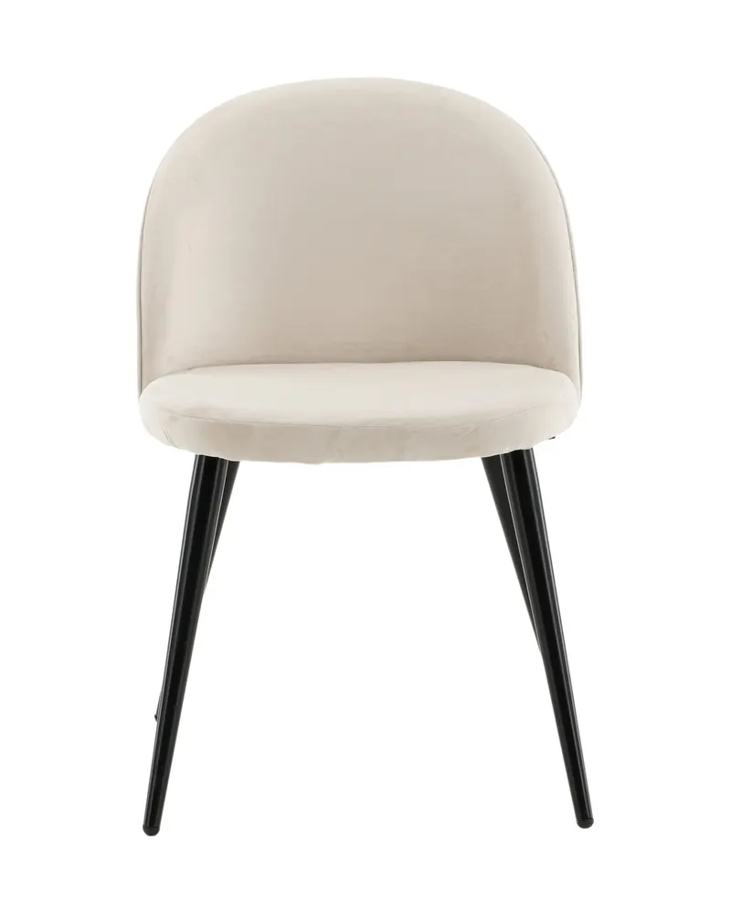 Velvet gepolsterte Esszimmerstühle im 2er-Set in Beige, Gestell Schwarz, Polyester-Samt, Ansicht 1