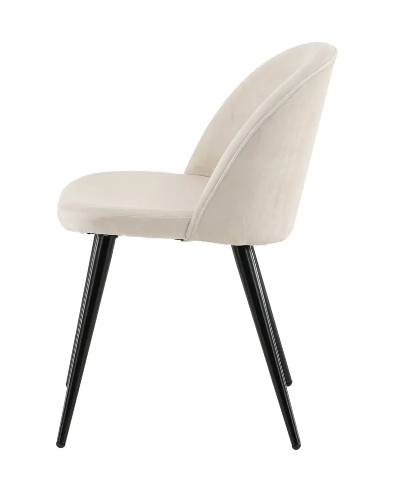 Velvet gepolsterte Esszimmerstühle im 2er-Set in Beige, Gestell Schwarz, Polyester-Samt, Ansicht 8