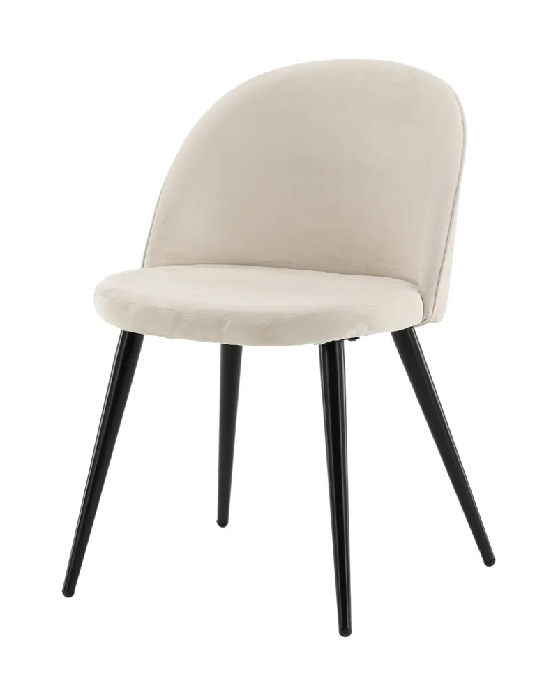 Velvet gepolsterte Esszimmerstühle im 2er-Set in Beige, Gestell Schwarz, Polyester-Samt, Ansicht 2