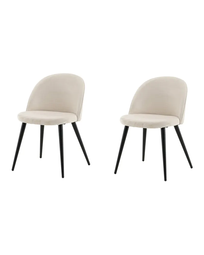 Velvet gepolsterte Esszimmerstühle im 2er-Set in Beige, Gestell Schwarz, Polyester-Samt, Ansicht 3