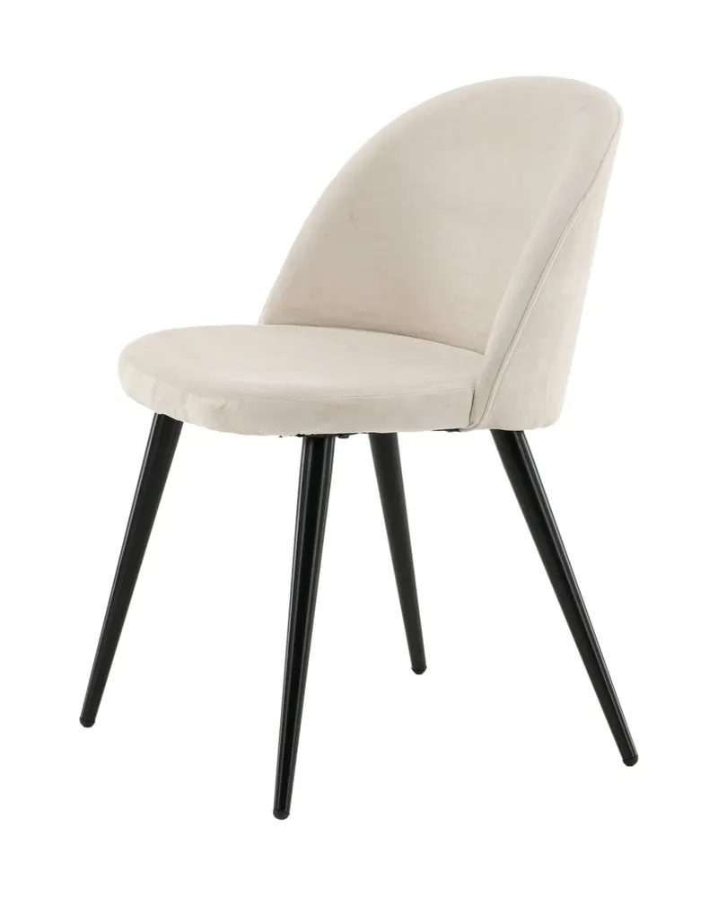 Velvet gepolsterte Esszimmerstühle im 2er-Set in Beige, Gestell Schwarz, Polyester-Samt, Ansicht 4