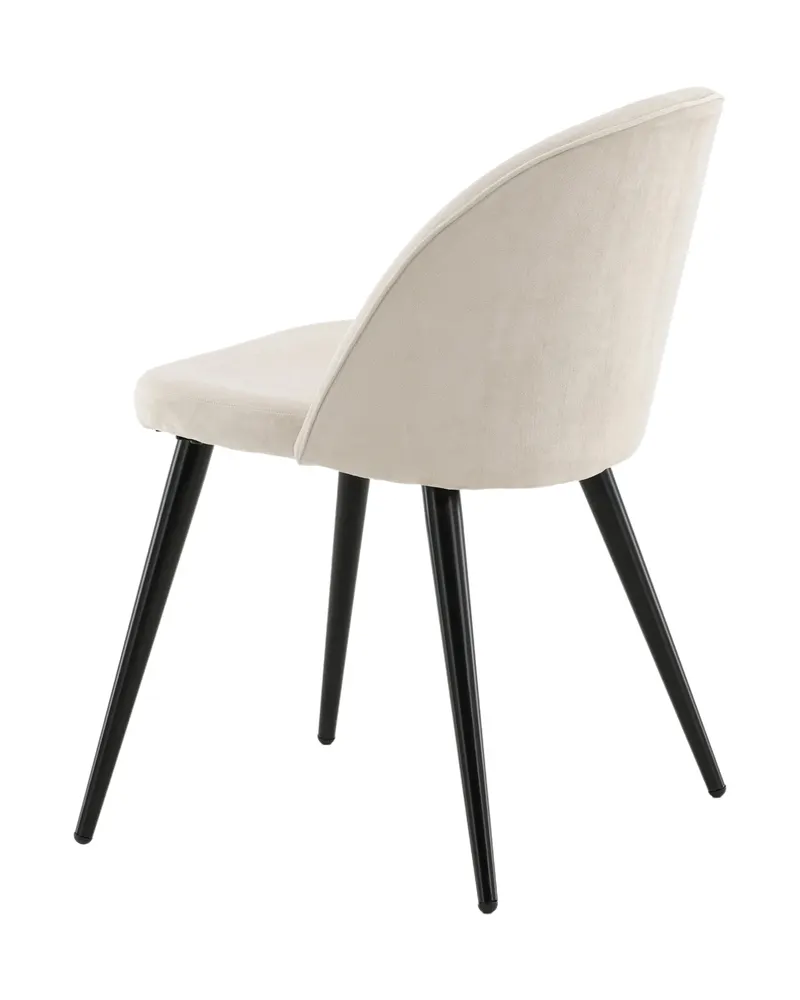 Velvet gepolsterte Esszimmerstühle im 2er-Set in Beige, Gestell Schwarz, Polyester-Samt, Ansicht 5