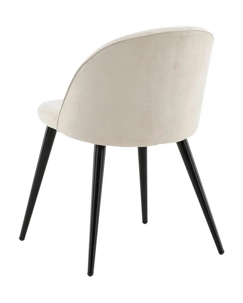 Velvet gepolsterte Esszimmerstühle im 2er-Set in Beige, Gestell Schwarz, Polyester-Samt, Ansicht 6