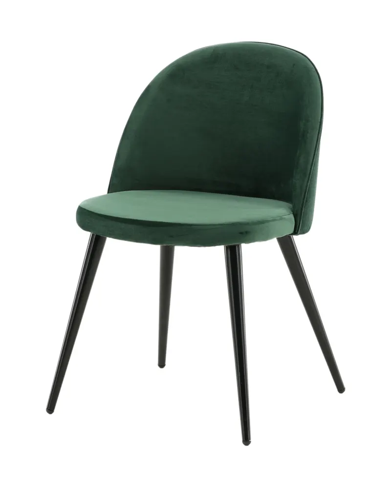 Velvet gepolsterte Esszimmerstühle im 2er-Set in Grün, Gestell Schwarz, Polyester-Samt, Ansicht 7