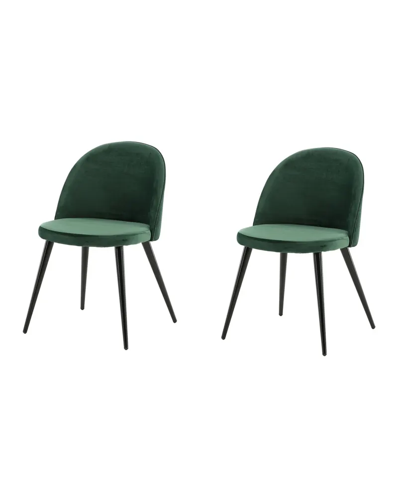 Velvet gepolsterte Esszimmerstühle im 2er-Set in Grün, Gestell Schwarz, Polyester-Samt, Ansicht 8