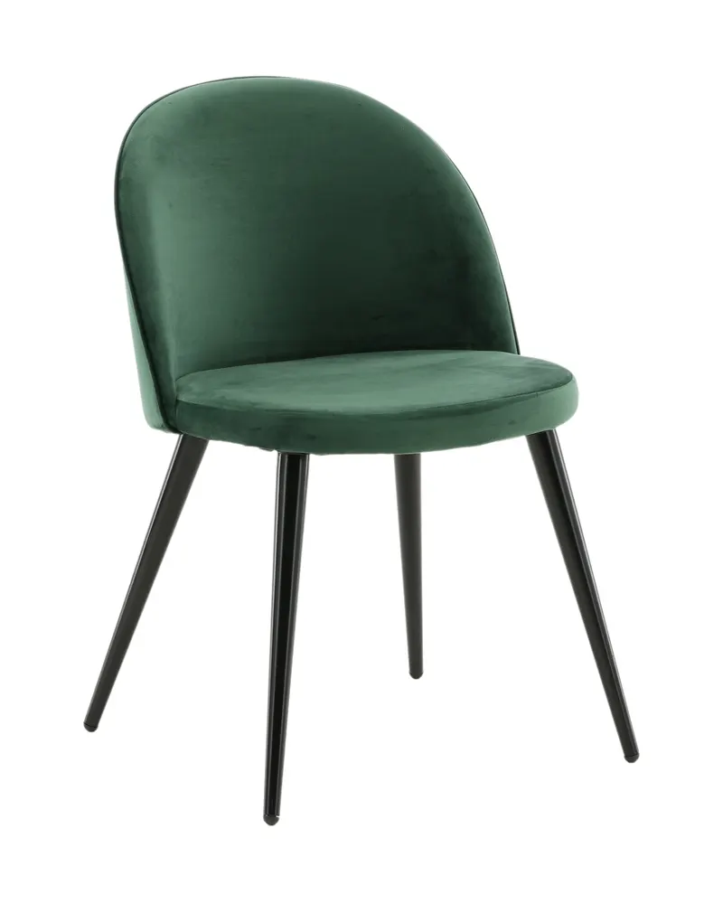 Velvet gepolsterte Esszimmerstühle im 2er-Set in Grün, Gestell Schwarz, Polyester-Samt, Ansicht 2