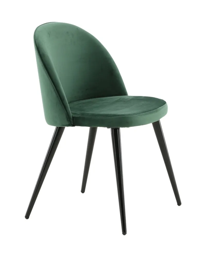 Velvet gepolsterte Esszimmerstühle im 2er-Set in Grün, Gestell Schwarz, Polyester-Samt, Ansicht 3