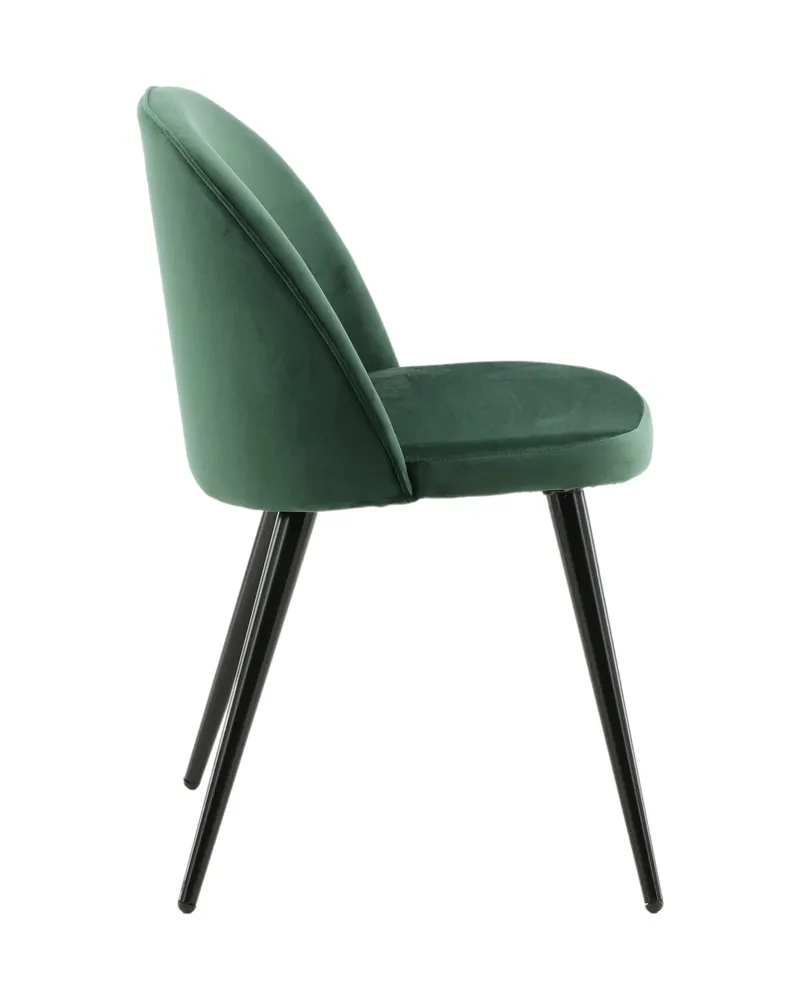 Velvet gepolsterte Esszimmerstühle im 2er-Set in Grün, Gestell Schwarz, Polyester-Samt, Ansicht 4