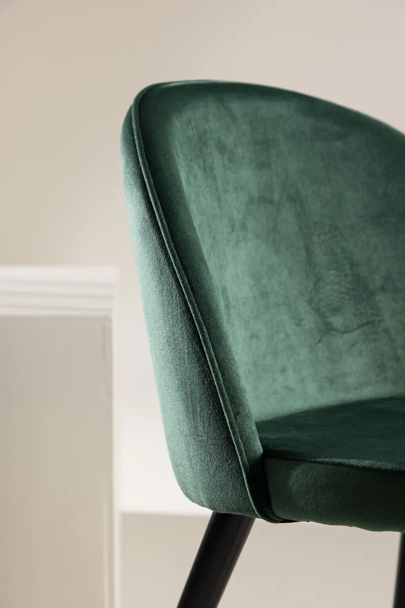 Velvet gepolsterte Esszimmerstühle im 2er-Set in Grün, Gestell Schwarz, Polyester-Samt, im Wohnraum, Ansicht 2