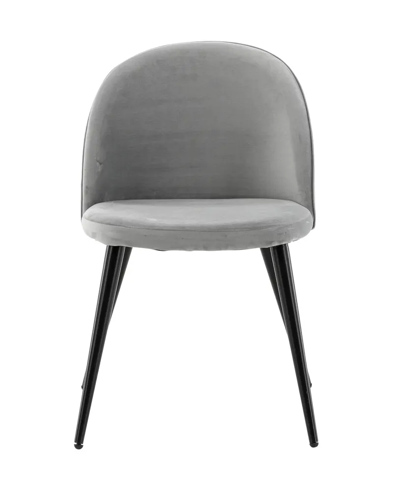Velvet gepolsterte Esszimmerstühle im 2er-Set in Grau, Gestell Schwarz, Polyester-Samt, Ansicht 1