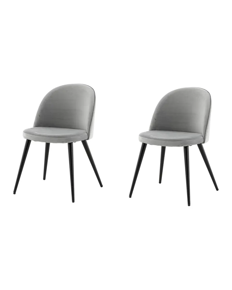 Velvet gepolsterte Esszimmerstühle im 2er-Set in Grau, Gestell Schwarz, Polyester-Samt, Ansicht 8
